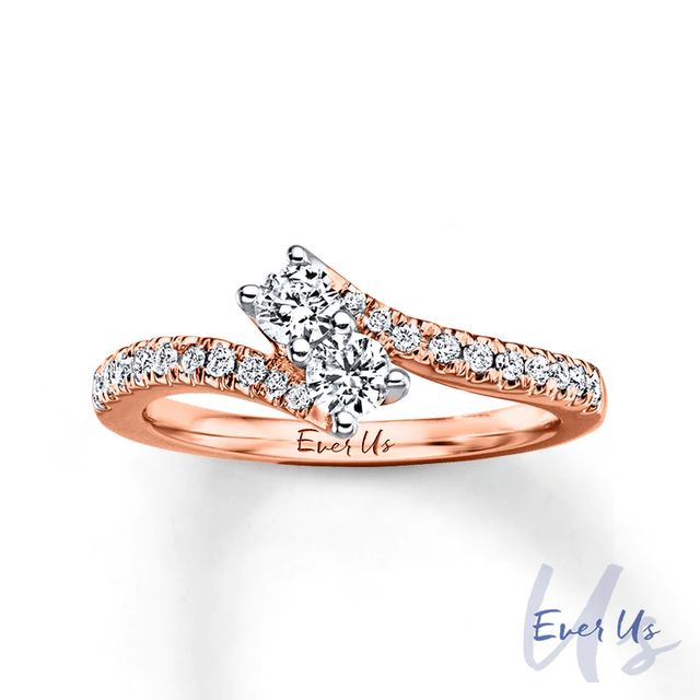 Ever Us™ CT. T.W. Two-Stone Diamond Bypass Ring in 14K Rose Gold