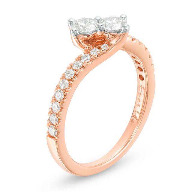 Ever Us™ CT. T.W. Two-Stone Diamond Bypass Ring in 14K Rose Gold|Peoples Jewellers