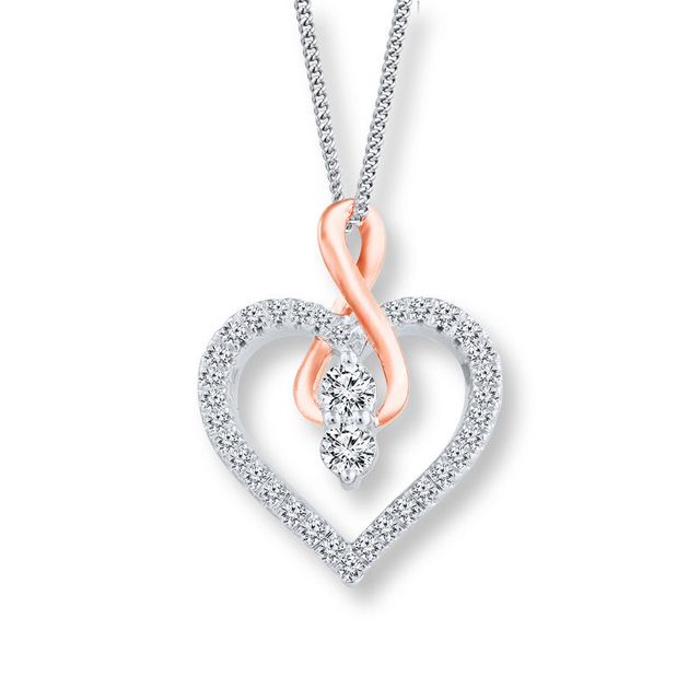 Ever Us™ CT. T.W. Diamond Heart with Infinity Pendant in 14K Two-Tone Gold
