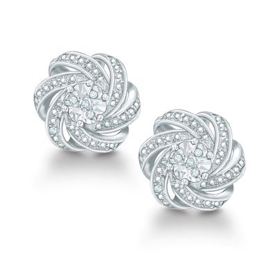 Diamond Accent Swirl Stud Earrings in Sterling Silver|Peoples Jewellers