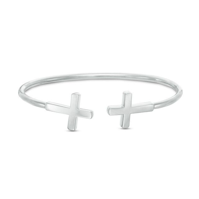 Open Cross Flex Bangle in Sterling Silver|Peoples Jewellers