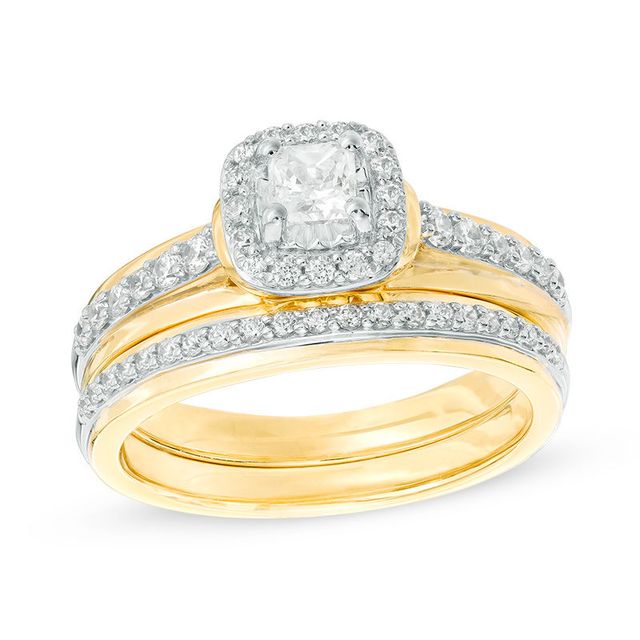 0.77 CT. T.W. Princess-Cut Diamond Frame Bridal Set in 10K Gold|Peoples Jewellers
