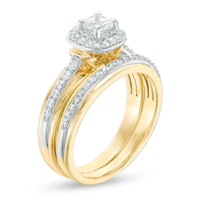 0.77 CT. T.W. Princess-Cut Diamond Frame Bridal Set in 10K Gold