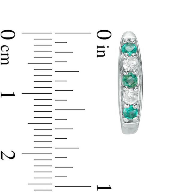 Lab-Created Emerald and White Sapphire Hoop Earrings in Sterling Silver|Peoples Jewellers