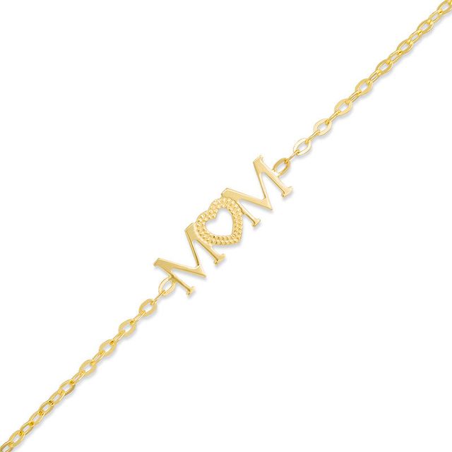 "MOM" with Heart Bracelet in 14K Gold|Peoples Jewellers