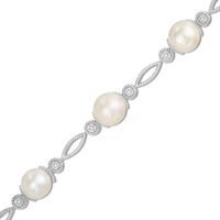7.0mm Freshwater Cultured Pearl Station Bracelet in Sterling Silver-7.5"|Peoples Jewellers