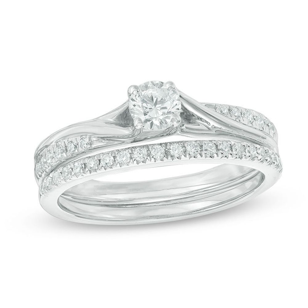 0.45 CT. T.W. Diamond Bypass Bridal Set in 10K White Gold|Peoples Jewellers