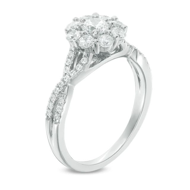 0.95 CT. T.W. Canadian Certified Diamond Frame Engagement Ring in 14K White Gold (I/I2)|Peoples Jewellers