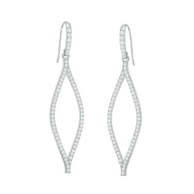 Lab-Created White Sapphire Open Leaf Drop Earrings in Sterling Silver|Peoples Jewellers