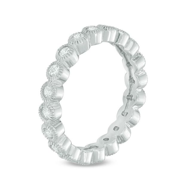 Lab-Created White Sapphire Vintage-Style Eternity Band in Sterling Silver|Peoples Jewellers