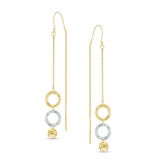 Diamond-Cut Triple Disc Threader Earrings in 10K Gold|Peoples Jewellers