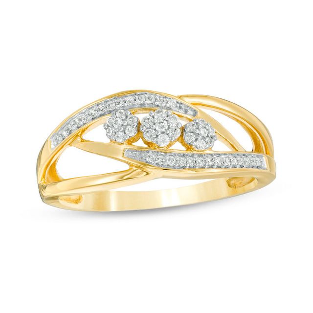 0.15 CT. T.W. Diamond Three Flower Bypass Ring in 10K Gold|Peoples Jewellers