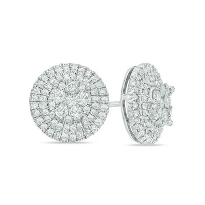 0.95 CT. T.W. Composite Diamond Frame Stud Earrings in 10K White Gold|Peoples Jewellers