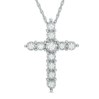 0.50 CT. T.W. Diamond Cross Pendant in 10K White Gold|Peoples Jewellers