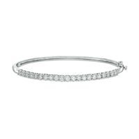 1.00 CT. T.W. Diamond Straight Line Hinged Bangle in 10K White Gold|Peoples Jewellers