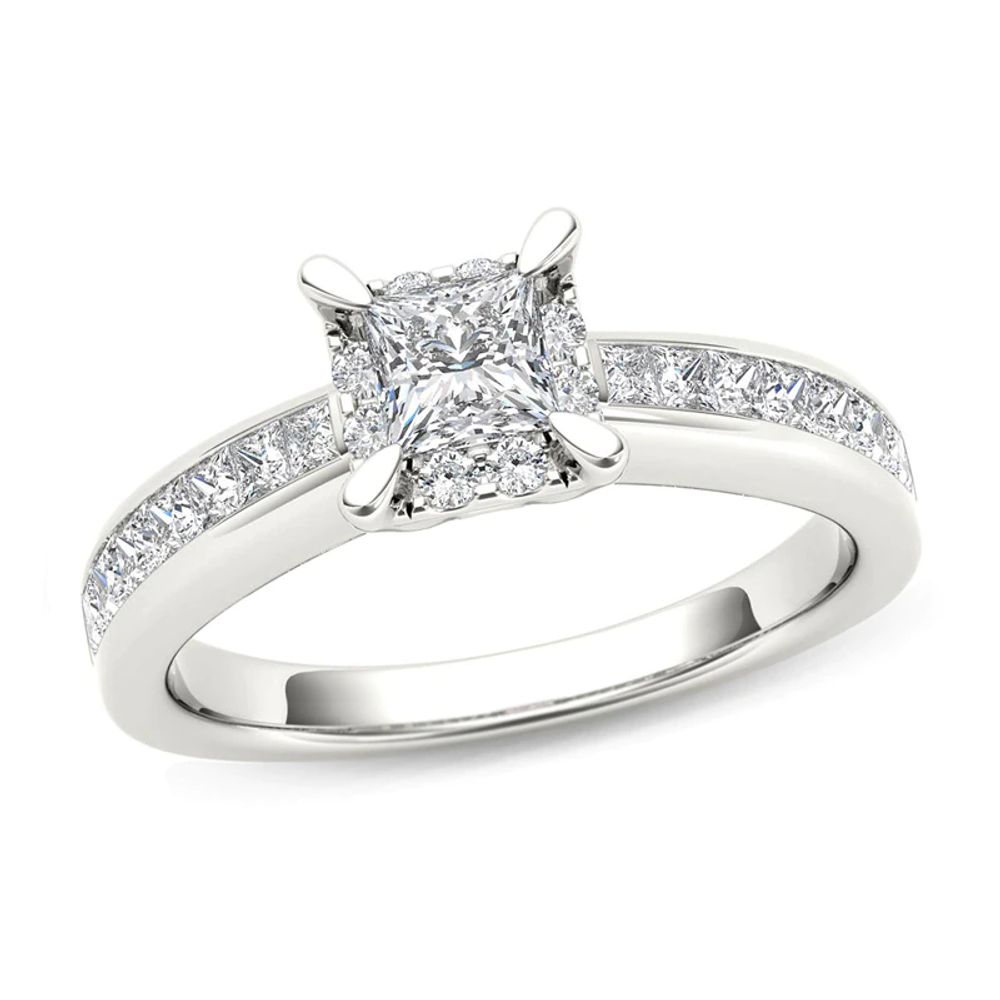 0.23 CT. T.W. Quad Princess-Cut Diamond Frame Promise Ring in 14K White Gold|Peoples Jewellers