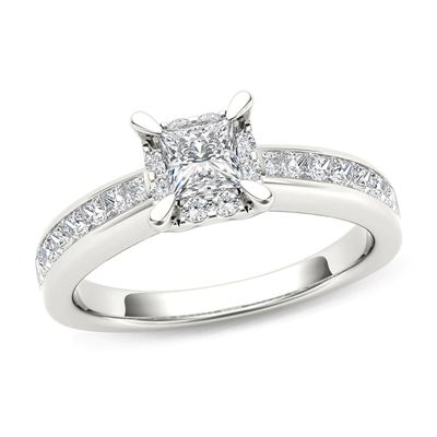 0.23 CT. T.W. Quad Princess-Cut Diamond Frame Promise Ring in 14K White Gold|Peoples Jewellers