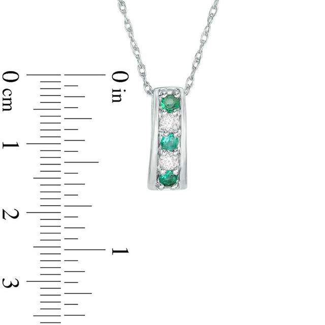 Lab-Created Emerald and White Sapphire Linear Five Stone Pendant in Sterling Silver|Peoples Jewellers