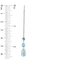 Blue Topaz and Lab-Created White Sapphire Three Stone Threader Drop Earrings in Sterling Silver|Peoples Jewellers