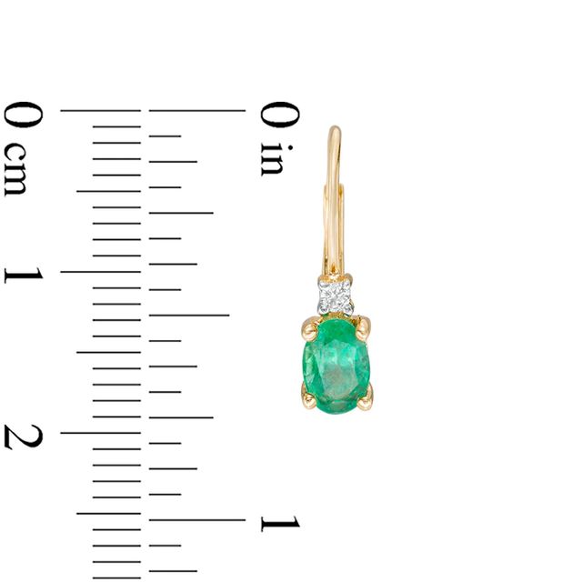 Oval Emerald and Diamond Accent Drop Earrings in 10K Gold|Peoples Jewellers