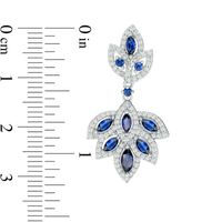 Lab-Created Blue and White Sapphire Floral Drop Earrings in Sterling Silver|Peoples Jewellers