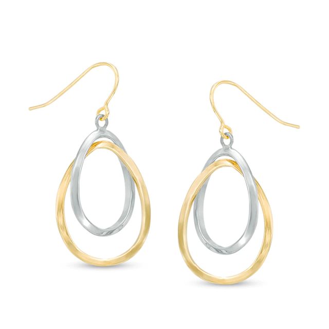 Interlocking Teardrop Earrings in 10K Two-Tone Gold|Peoples Jewellers