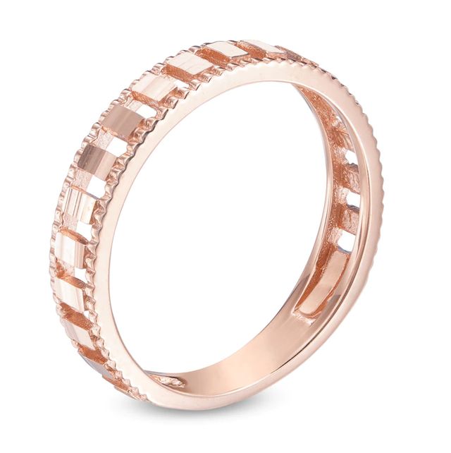 Diamond-Cut Bridge Stackable Band in 10K Rose Gold