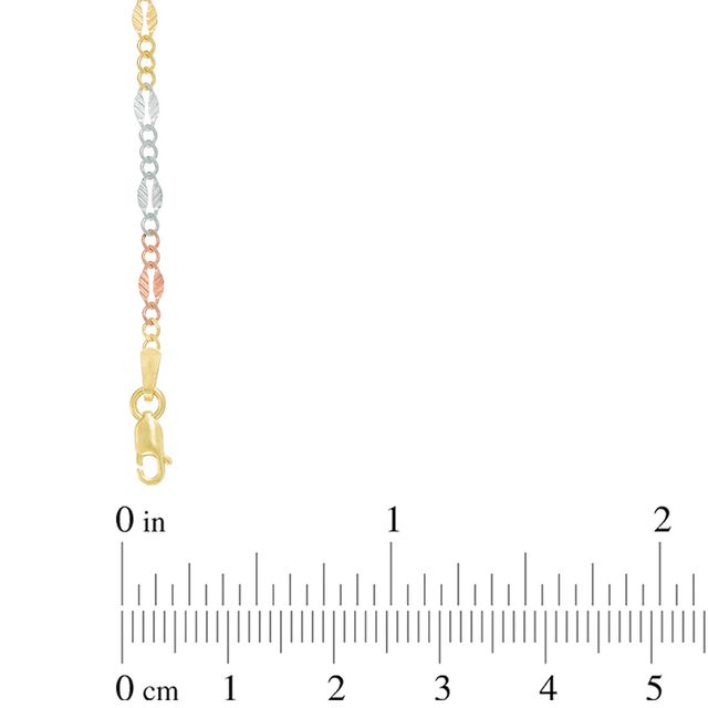 Diamond-Cut Mirror Leaf Link Chain Necklace in 10K Tri-Tone Gold|Peoples Jewellers