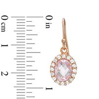 Rose de France Amethyst and Lab-Created White Sapphire Frame Drop Earrings in Sterling Silver with 18K Rose Gold Plate|Peoples Jewellers