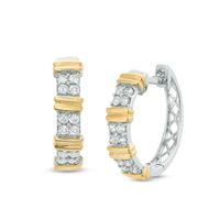 0.23 CT. T.W. Quad Diamond Collar Hoop Earrings in 10K Two-Tone Gold|Peoples Jewellers