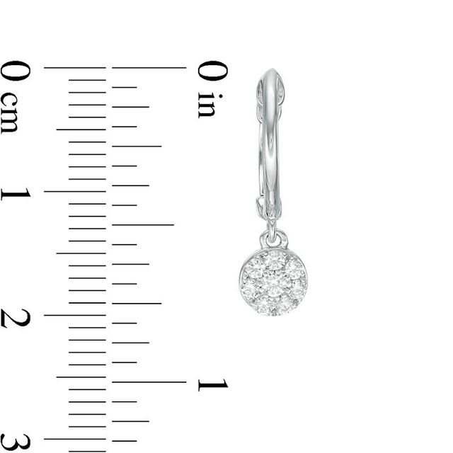 0.25 CT. T.W. Diamond Flower Drop Hoop Earrings in 10K White Gold|Peoples Jewellers