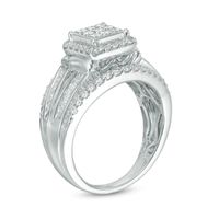 1.00 CT. T.W. Princess-Cut Composite Diamond Frame Engagement Ring in 10K White Gold|Peoples Jewellers