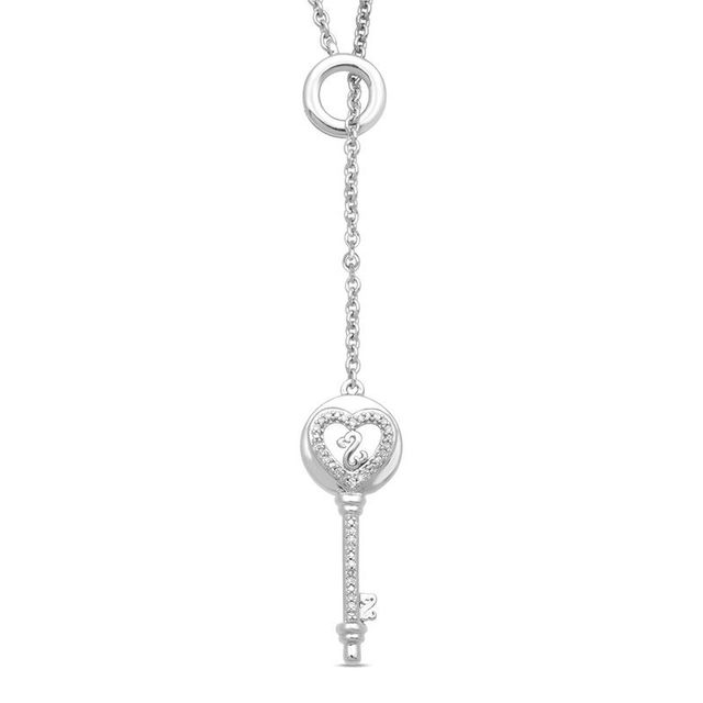 Open Hearts by Jane Seymour™ 0.04 CT. T.W. Diamond Lariat Key Necklace in Sterling Silver - 19"|Peoples Jewellers