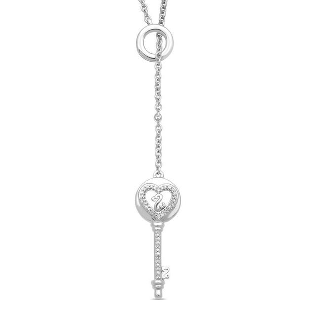 Open Hearts by Jane Seymour™ 0.04 CT. T.W. Diamond Lariat Key Necklace in Sterling Silver - 19"