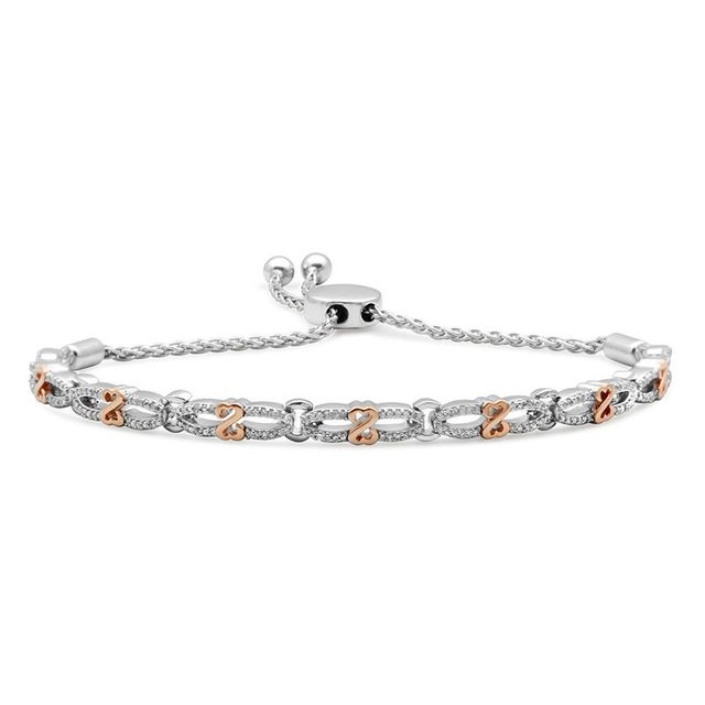 Open Hearts by Jane Seymour™ 0.25 CT. T.W. Diamond Bolo Bracelet in Sterling Silver and 10K Rose Gold- 9.5"|Peoples Jewellers