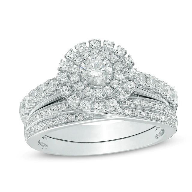 1.00 CT. T.W. Diamond Frame Bridal Set in 14K White Gold|Peoples Jewellers