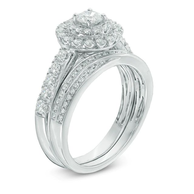 1.00 CT. T.W. Diamond Frame Bridal Set in 14K White Gold|Peoples Jewellers