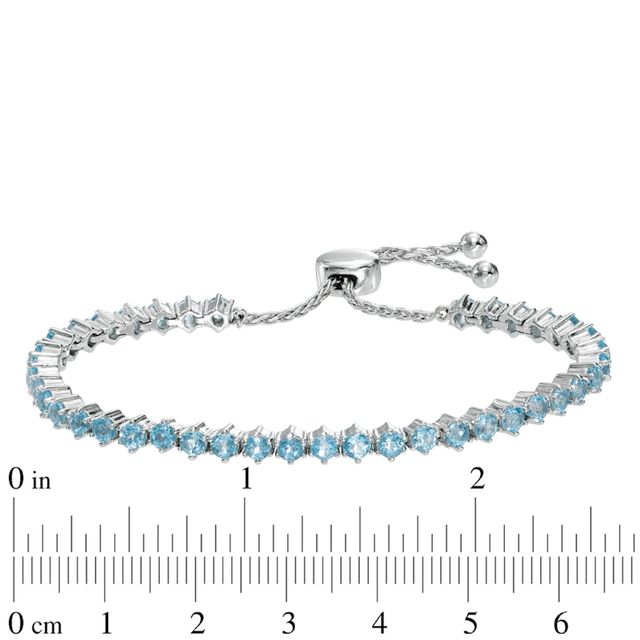 Swiss Blue Topaz and Lab-Created White Sapphire Bolo Bracelet in Sterling Silver – 9.0"|Peoples Jewellers