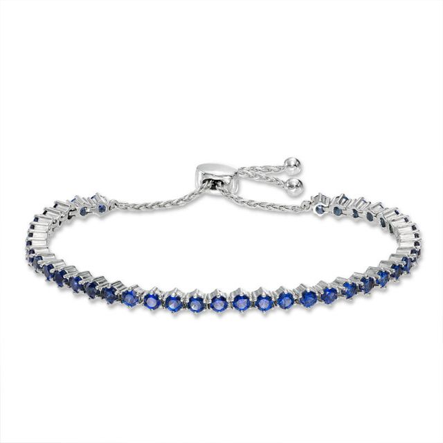 Lab-Created Blue Sapphire Bolo Bracelet in Sterling Silver - 9.0"|Peoples Jewellers