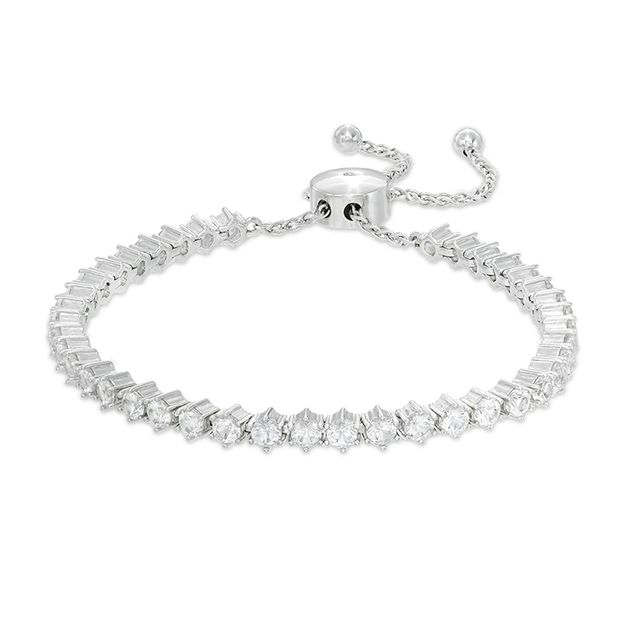 Lab-Created White Sapphire Bolo Bracelet in Sterling Silver – 9.0"|Peoples Jewellers
