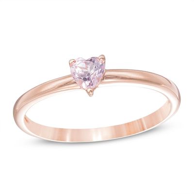 4.0mm Heart-Shaped Pink Sapphire Solitaire Ring in 10K Rose Gold|Peoples Jewellers