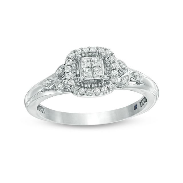 0.09 CT. T.W. Diamond Frame Promise Ring in 10K White Gold|Peoples Jewellers