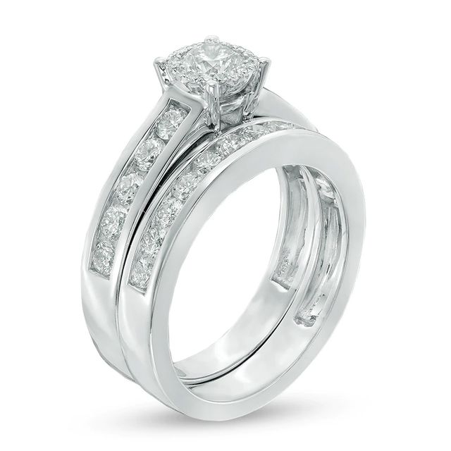 1.50 CT. T.W. Channel-Set Diamond Bridal Set in 14K White Gold