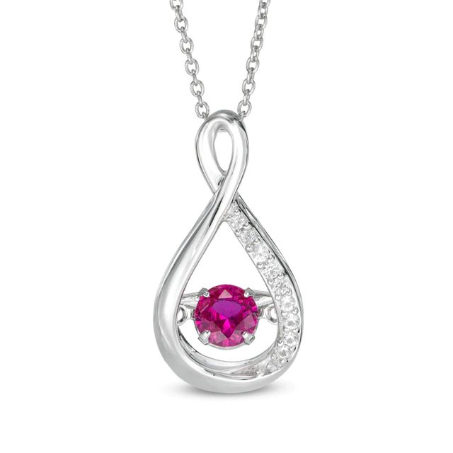 Unstoppable Love™ 5.0mm Lab-Created Ruby and White Sapphire Infinity Pendant in Sterling Silver|Peoples Jewellers