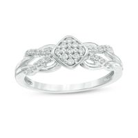 0.15 CT. T.W. Composite Diamond Crossover Promise Ring in Sterling Silver|Peoples Jewellers