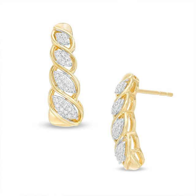 0.13 CT. T.W. Diamond Cascading Marquise Drop Earrings in 10K Gold|Peoples Jewellers