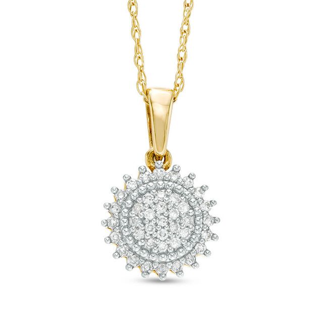 0.13 CT. T.W. Composite Diamond Sunburst Pendant in 10K Gold|Peoples Jewellers