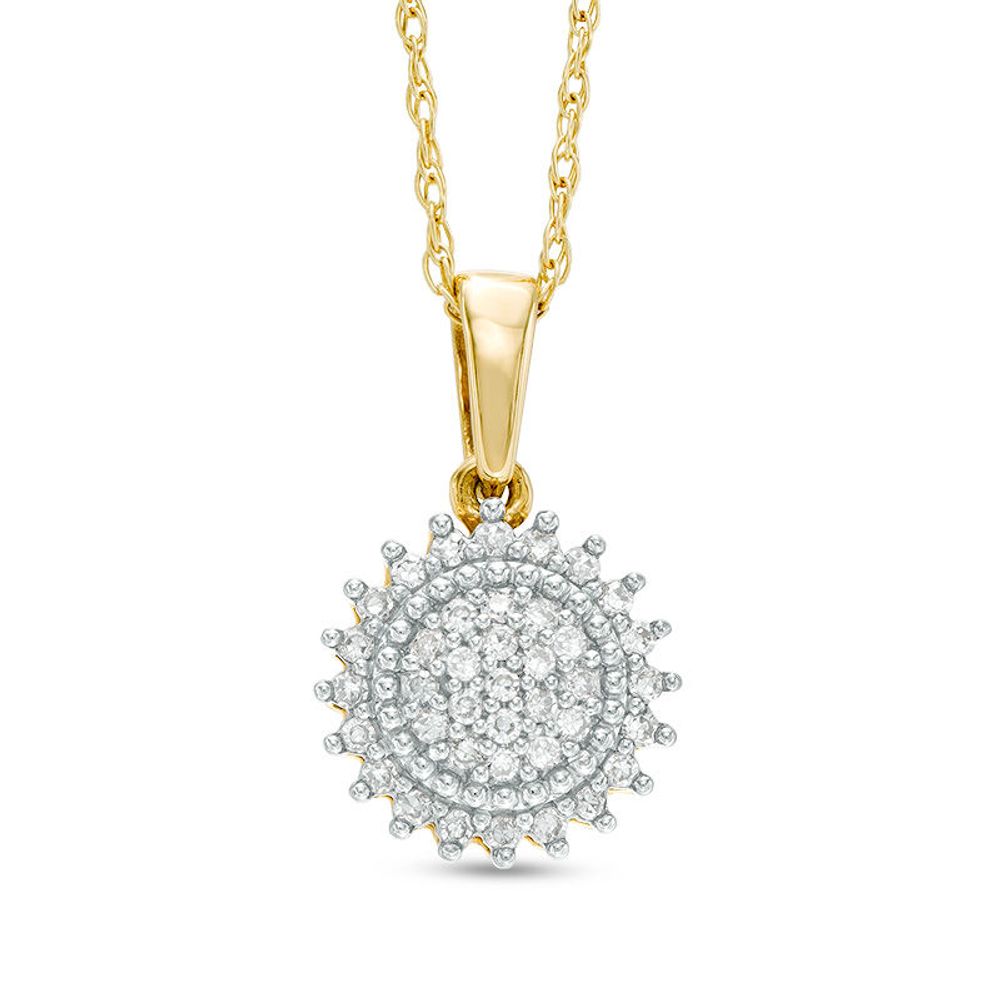 0.13 CT. T.W. Composite Diamond Sunburst Pendant in 10K Gold|Peoples Jewellers