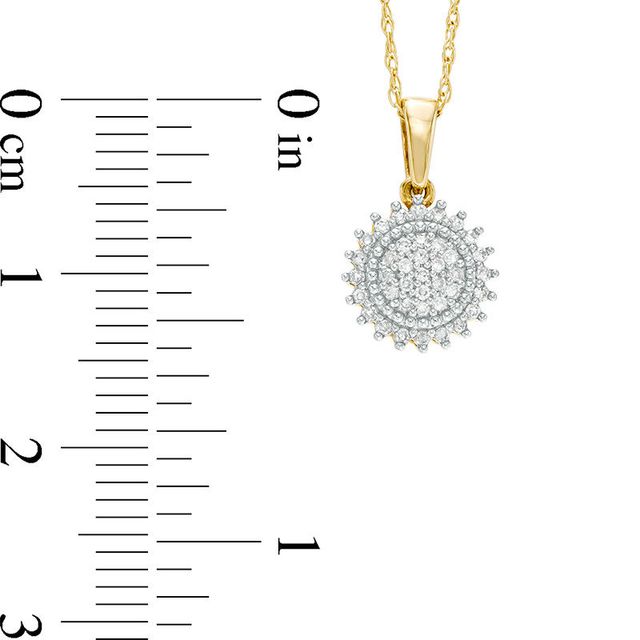 0.13 CT. T.W. Composite Diamond Sunburst Pendant in 10K Gold|Peoples Jewellers