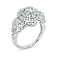 2.05 CT. T.W. Diamond Double Pear-Shaped Frame Past Present Future® Engagement Ring in 14K White Gold|Peoples Jewellers